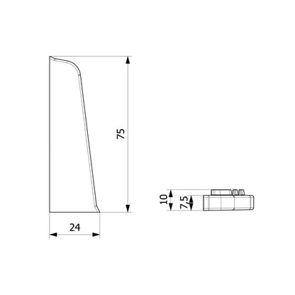 Endekappe til fodpanel PVC 19x75 mm Natur 2 stk.