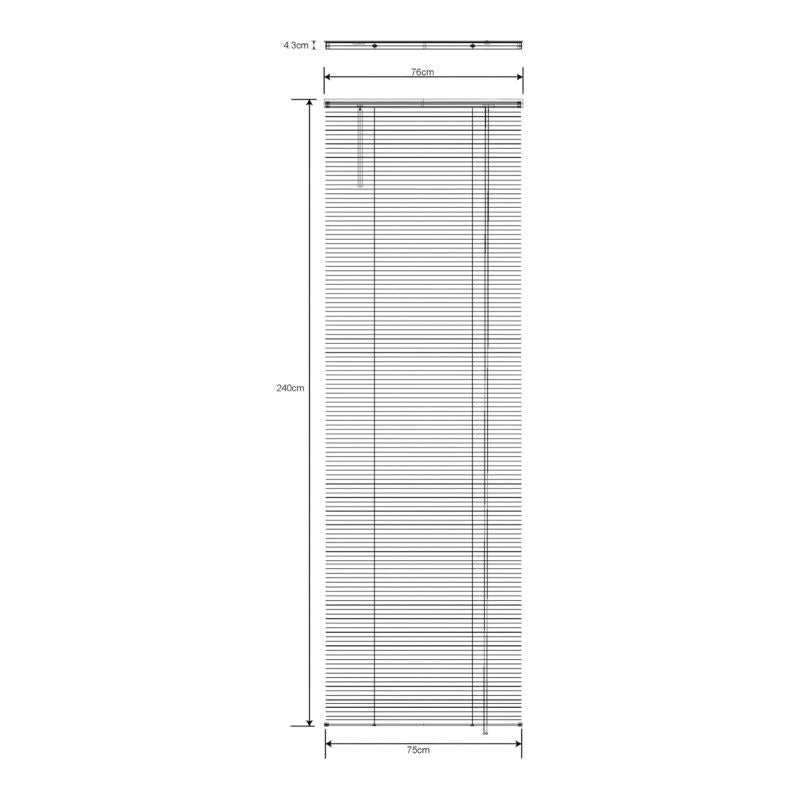 GoodHome Cana træpersienne 75 x 240 cm sort