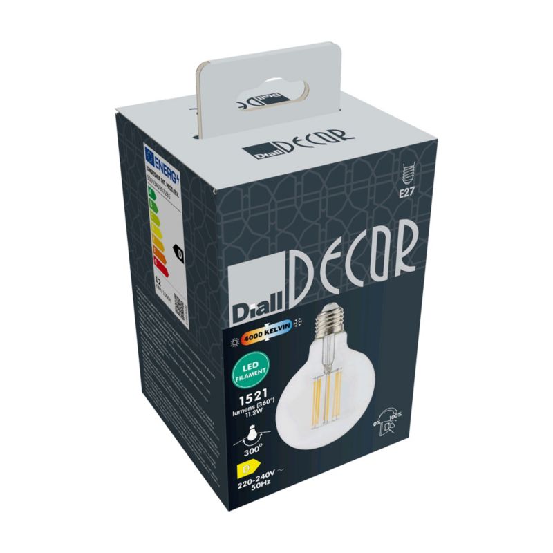 Diall G95 LED-pære E27 11,2 W 1521 lm 4000 K DIM