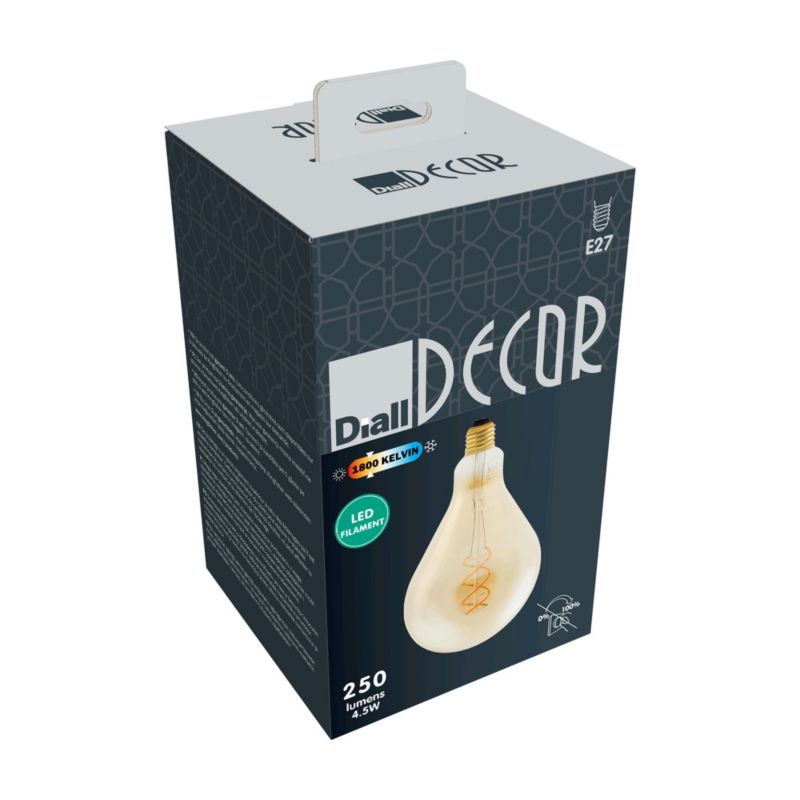 LED-pære Diall PS130 E27 250 lm 1800 K med varm glød og ravfarvet glas