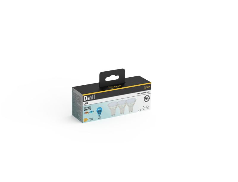 LED-pære Glass Diall GU10 450 lm 4000 K 100D 3 stk.