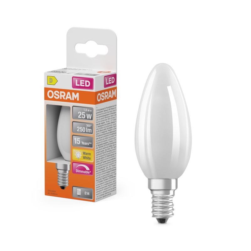 LED-pære Glass 1,8 W E14 250 lm Dæmpbar Mat Varm