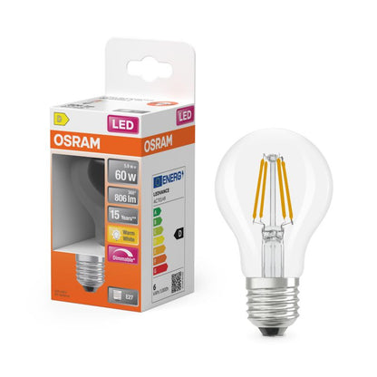 LED-pære A60 5,9 W E27 806 lm Dæmpbar Gennemsigtig Varm