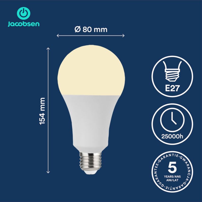 LED-pære Jacobsen A60 E27 3452 lm 2700 K