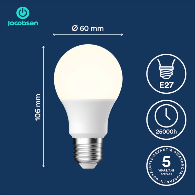 LED-pære Jacobsen A60 E27 806 lm 4000 K PIR