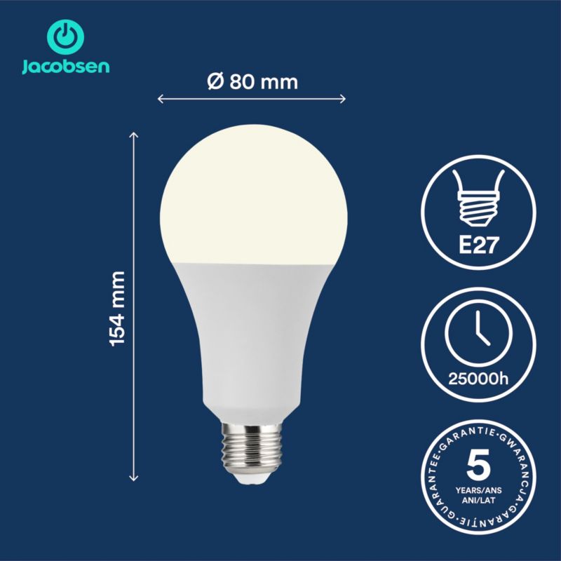 LED-pære Jacobsen A80 E27 3452 lm 4000 K