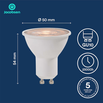 LED-pære Jacobsen GU10 345 lm 2700 K 36D Hvid 6 stk.