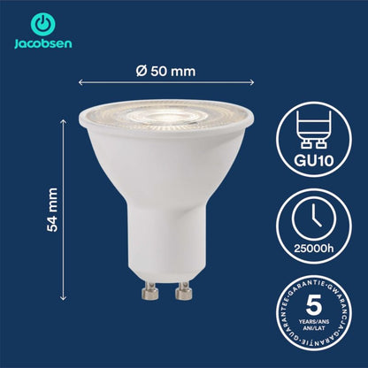 LED-pære Jacobsen GU10 345 lm 4000 K 36D Hvid 6 stk.