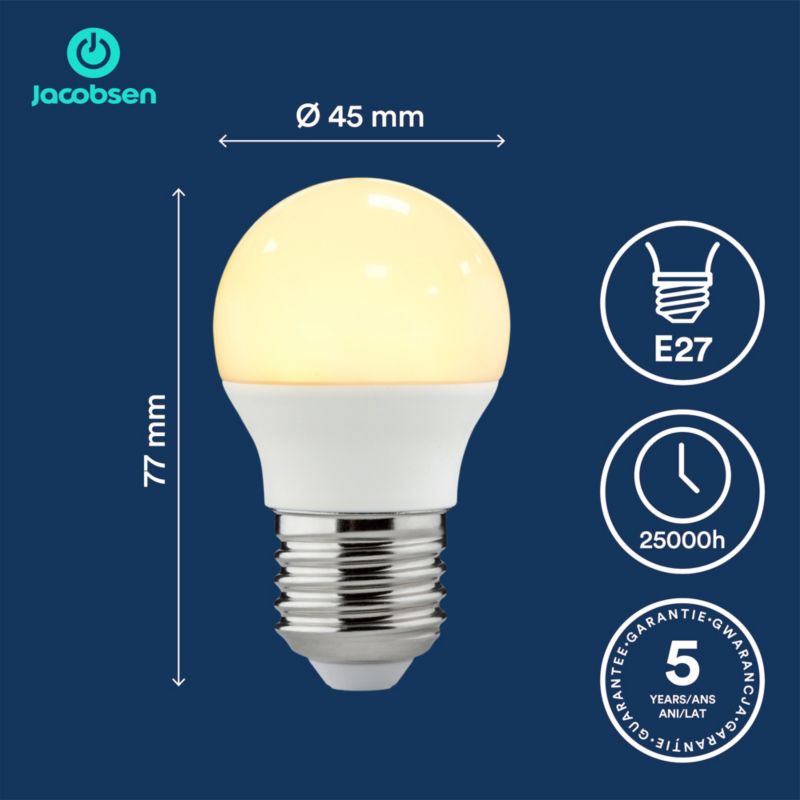 LED-pære Jacobsen P45 E27 470 lm 2700 K