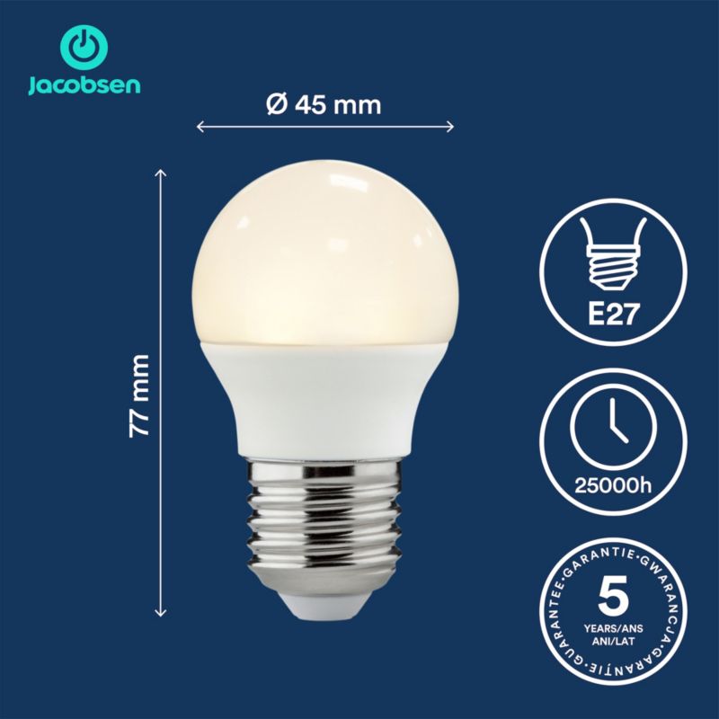 LED-pære Jacobsen P45 E27 806 lm 4000 K