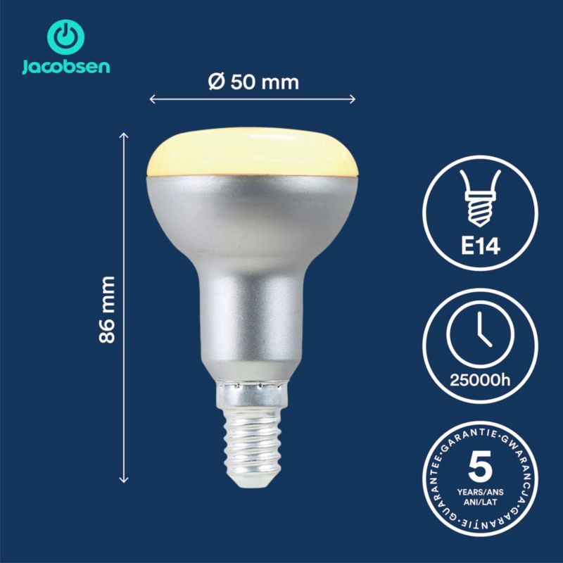 LED-pære R50 E14 470 lm 2700 K Sølv 2 stk.