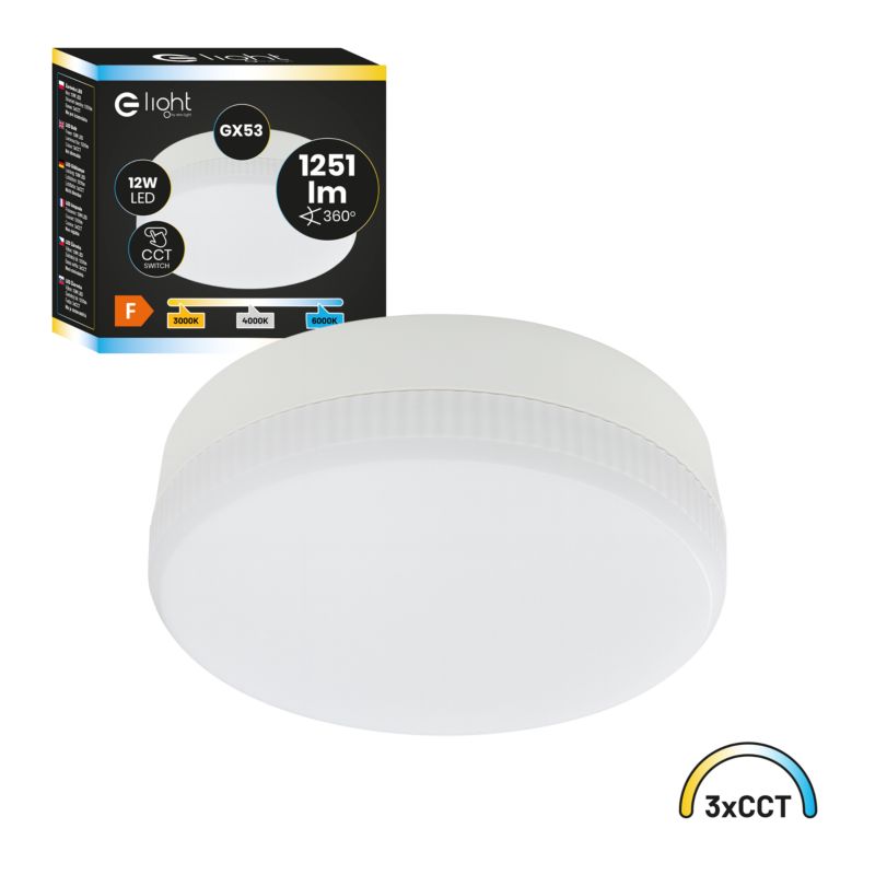 LED-pære GX53 1251 lm 3-farvet 3000-4000-6000 K