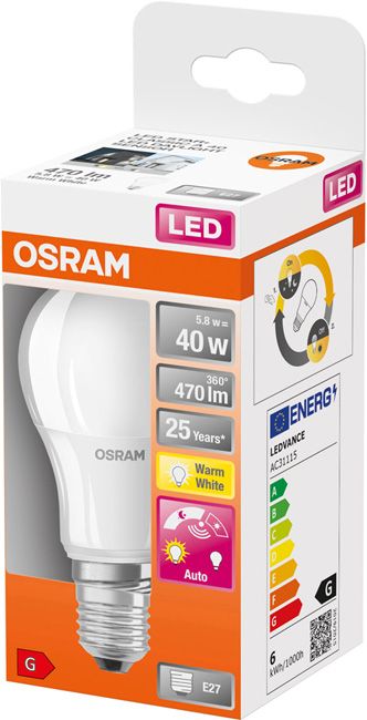 LED-pære Osram A40 E27 470 lm 2700 K mælkehvid DIM