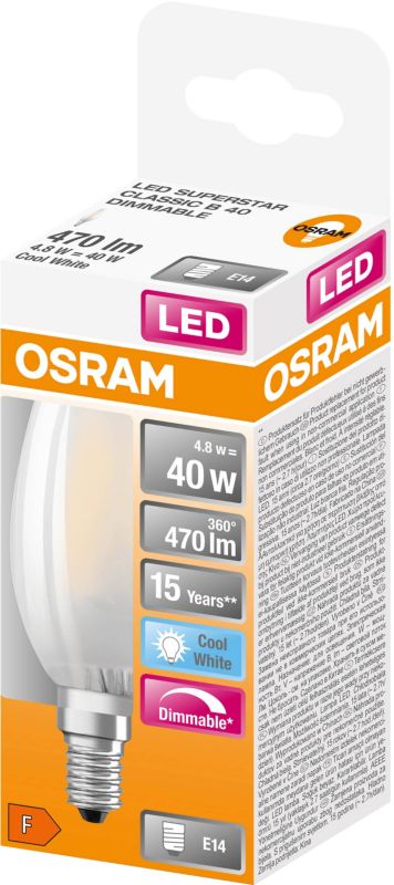 LED-pære Osram B40 E14 470 lm 4000 K mælkehvid DIM