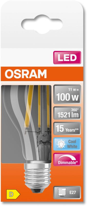 Osram LED-pære Filament A100 E27 1521 lm 4000 K filament DIM