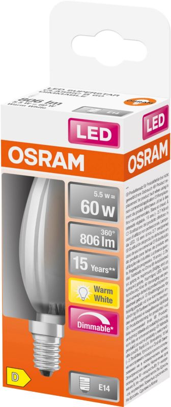 Osram LED-pære Filament B60 E14 806 lm 2700 K filament DIM