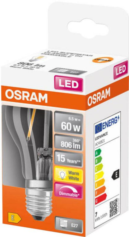 Osram LED-pære Filament P60 E27 806 lm 2700 K filament DIM