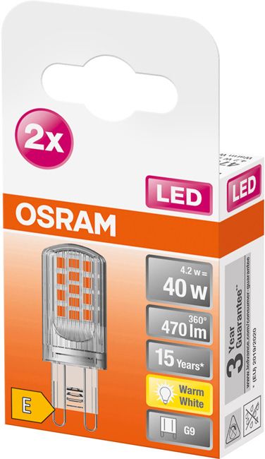 Osram G9 LED-pære 470 lm 2700 K 2 stk.