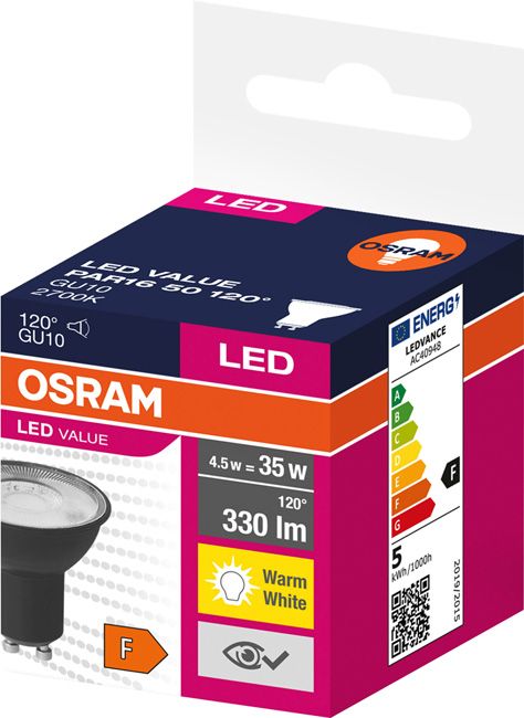 LED-pære Osram GU10 330 lm 2700 K 120° mat-sort