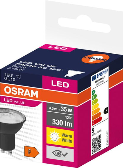 LED-pære Osram GU10 330 lm 2700 K 120° mat-sort