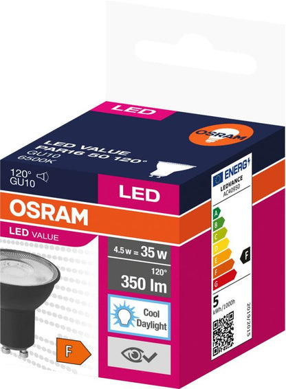LED-pære Osram GU10 350 lm 6500 K 120° mat-sort