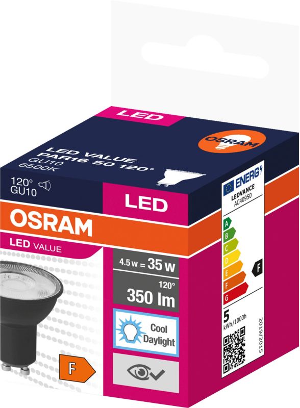 LED-pære GU10 350 lm 6500 K 120° Sort
