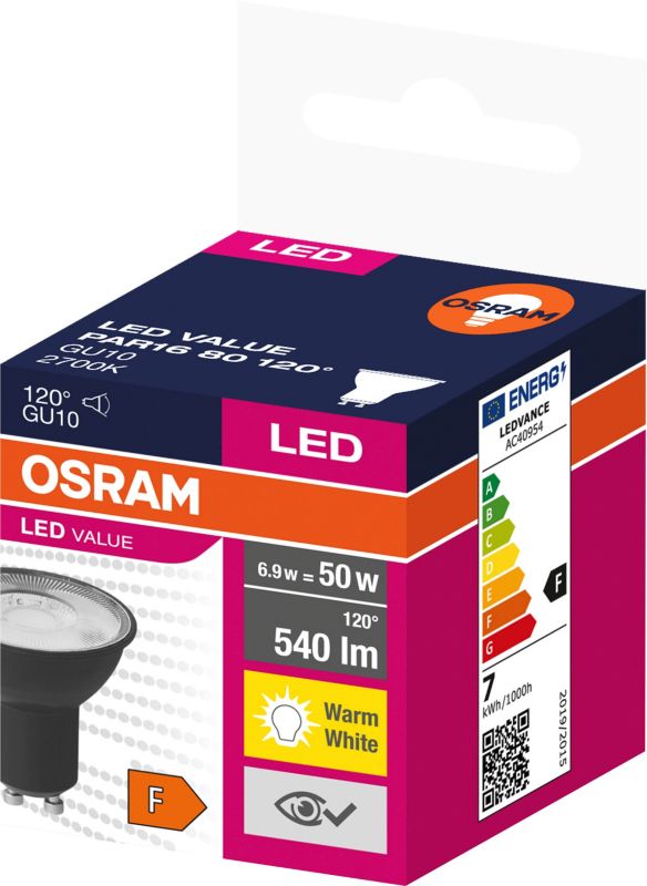 Osram LED-pære GU10 540 lm 2700 K 120° mat-sort