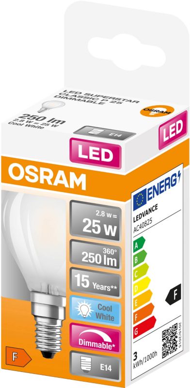LED-pære P25 E14 250 lm 4000 K Mælkehvid Dæmpbar