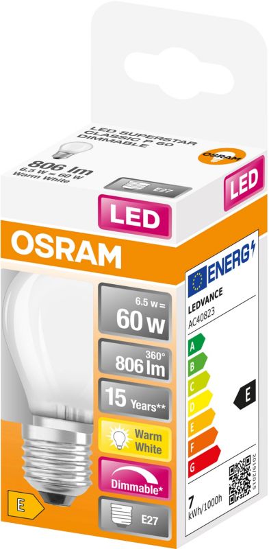 Osram P60 LED-pære E27 806 lm 2700 K mælkeagtig DIM