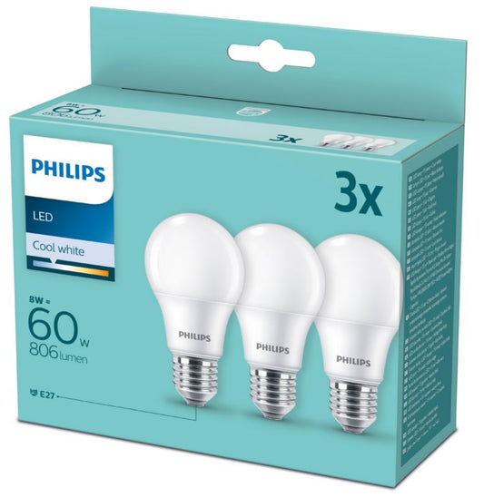 Philips LED-pære A60 E27 806 lm 2700 K 3 stk.