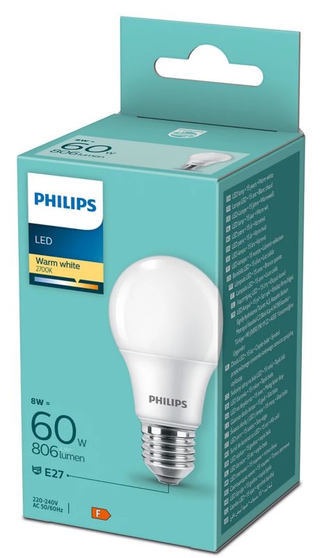 Philips A60 LED-pære E27 806 lm 2700 K 8W