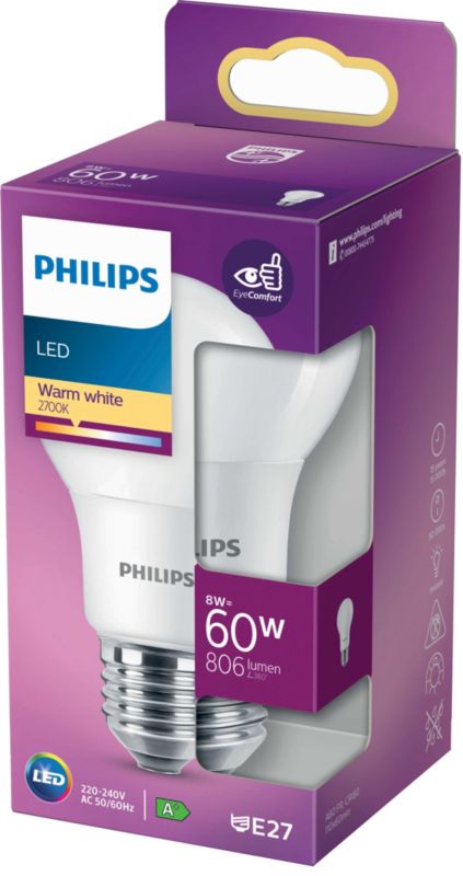 Philips LED-pære A60 E27 806 lm 2700 K
