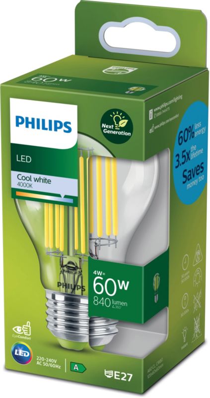 Philips LED-pære A60 E27 840 lm 4000 K