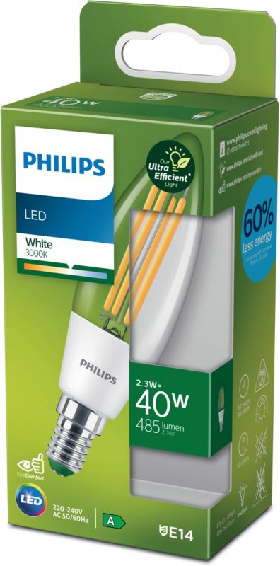 Philips LED-pære B35 E14 485 lm 3000 K