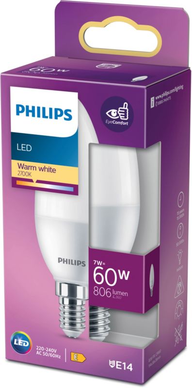 Philips P38 LED-pære E14 806 lm 2700 K – varmt og effektivt lys