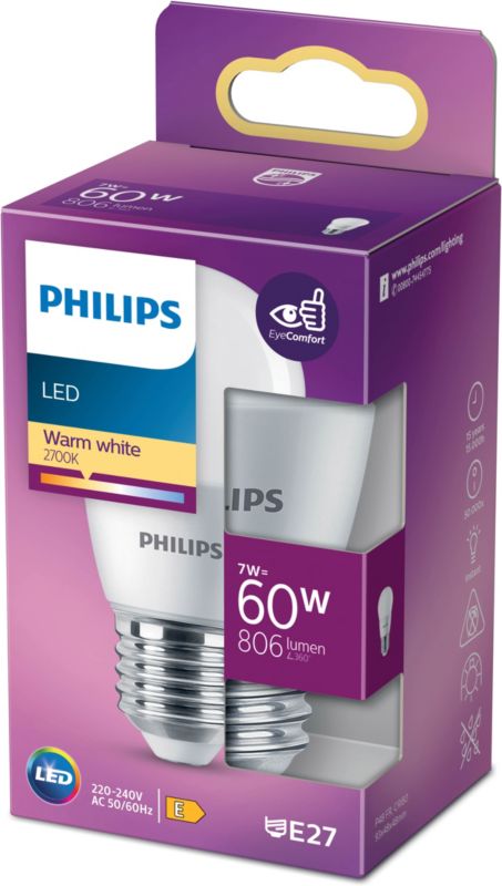 Philips P48 LED-pære E27 806 lm 2700 K