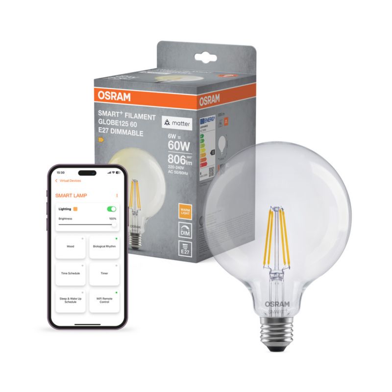Smart LED-pære G125 E27 806 lm 2700 K Dæmpbar