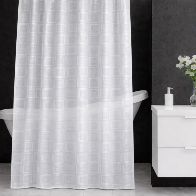 Bruse gardin 180x200 cm Transparent 3D Quadro Mønster PEVA | 5901811585265