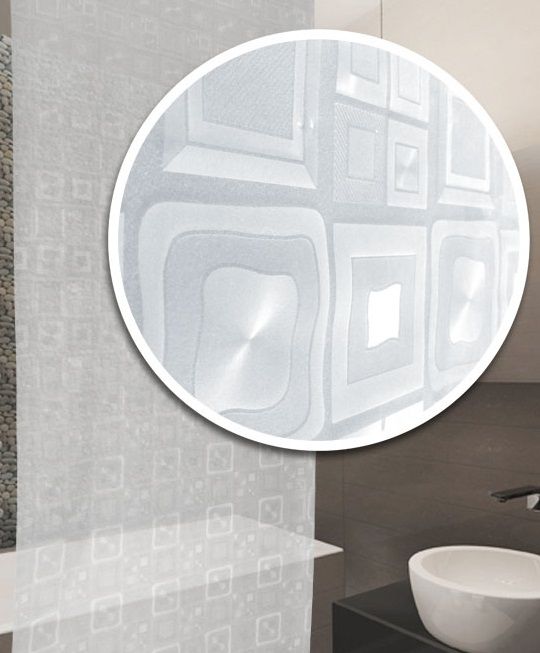 Bruse gardin 180x200 cm Transparent 3D Quadro Mønster PEVA | 5901811585265