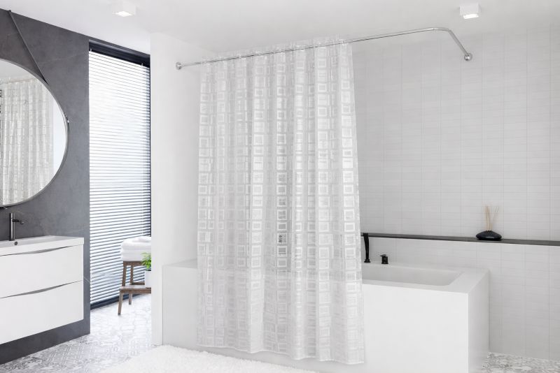 Bruse gardin 180x200 cm Transparent 3D Quadro Mønster PEVA | 5901811585265