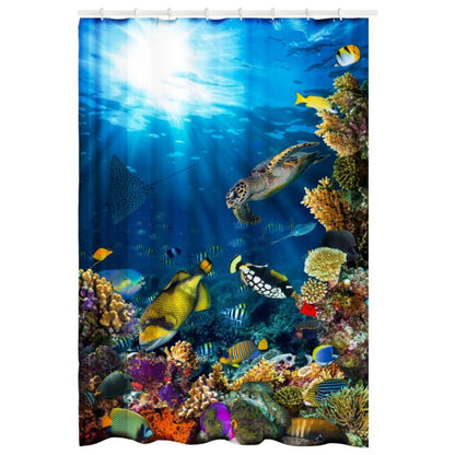 Tekstil Bruseforhæng 180x200 cm Aquarium/Rafa Blå med Kroge