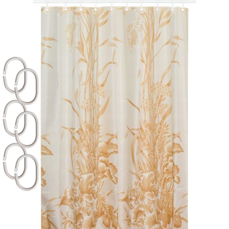Tekstil Bruseforhæng 180x200 cm Beige Blomstermønster 1 stk.