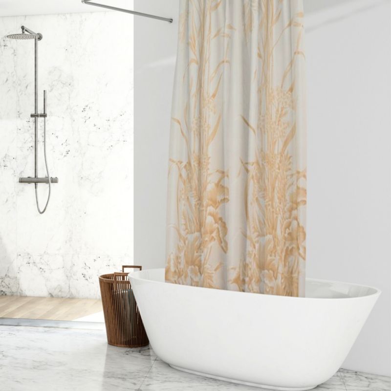 Tekstil Bruseforhæng 180x200 cm Beige Blomstermønster 1 stk.