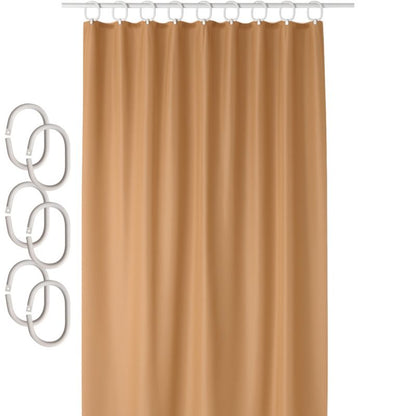 Tekstilbruseforhæng 180x200 cm Gylden Beige med 12 Kroge