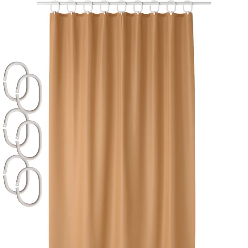 Tekstilbruseforhæng 180x200 cm Gylden Beige med 12 Kroge