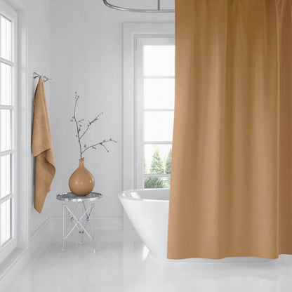 Tekstilbruseforhæng 180x200 cm Gylden Beige med 12 Kroge