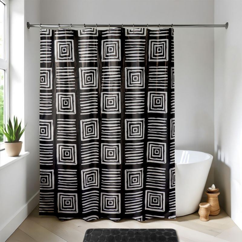 Bruse gardin 180x180 cm Geometrisk Mønster Sort 1 stk.