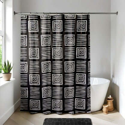 Bruse gardin 180x180 cm Geometrisk Mønster Sort 1 stk.