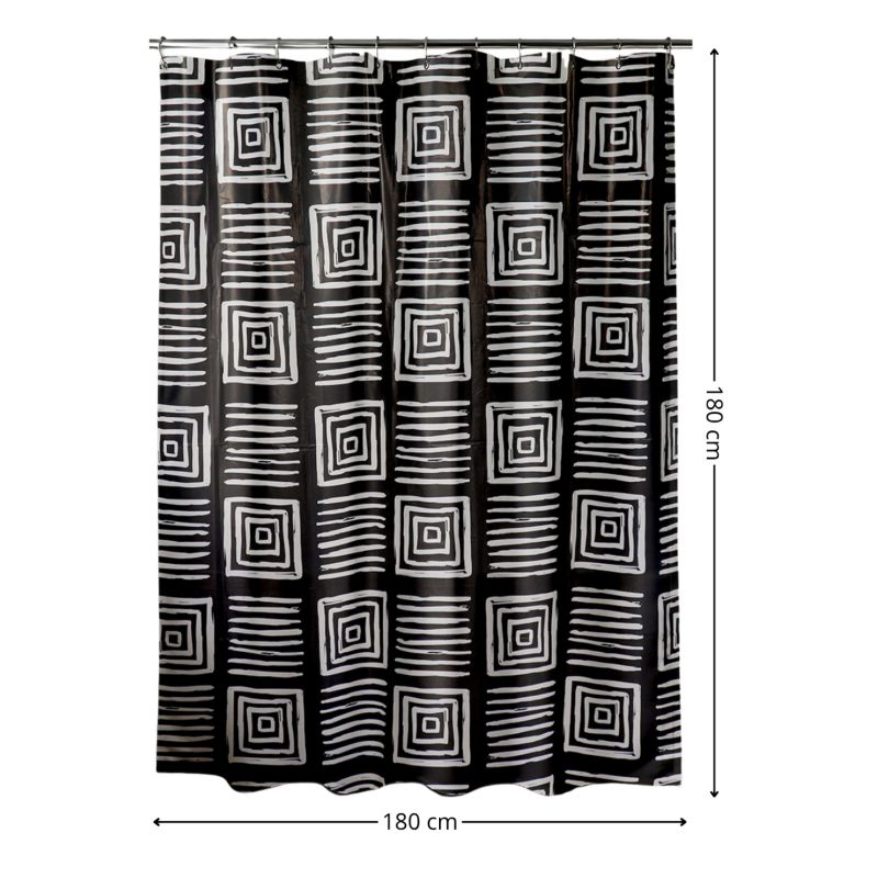 Bruse gardin 180x180 cm Geometrisk Mønster Sort 1 stk.