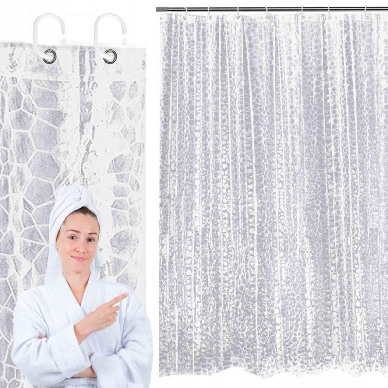Gennemsigtigt Bruseforhæng 180x200 cm PEVA Frostsikker 1 stk. | 5905923652990
